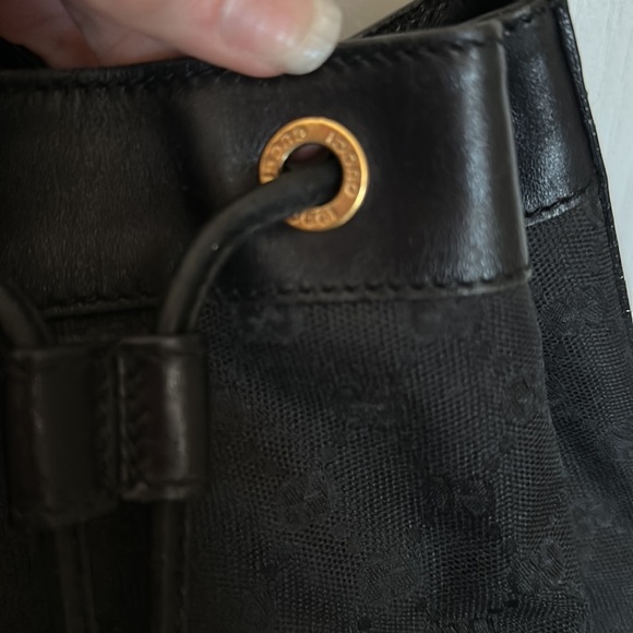 GUCCI Black Monogram GG drawstring bucket adjustable Vintage Authentic 9x12inch - Picture 2 of 10